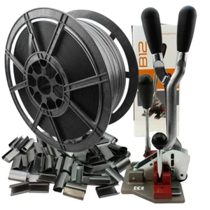 STRAP BY HAND PALLET STRAPPING PACK BANDING/SEALING STRAPS PALLETS/CARTONS KIT 1 - Picture 1 of 4