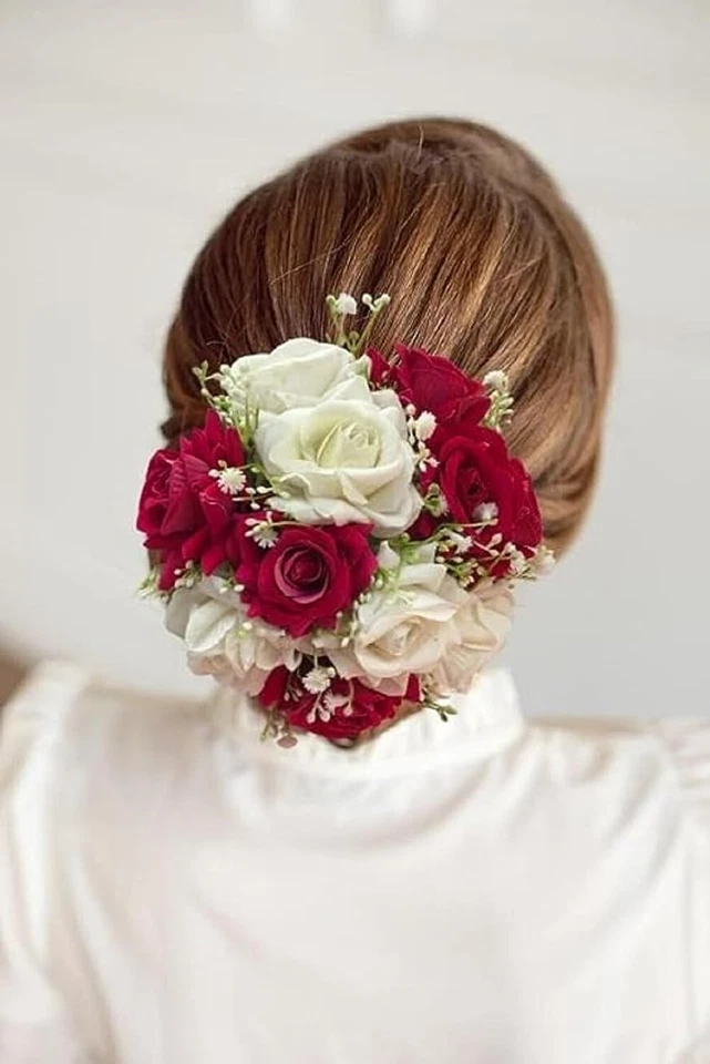 花卉 Bun Juda Maker 花朵 美丽头发配件 人造花 Gajra — 第 1/4 张图片