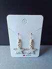 GOLD PLATED  WHITE LARGE STAR  EARINGS NEW FREE POUCH BPLE2/165