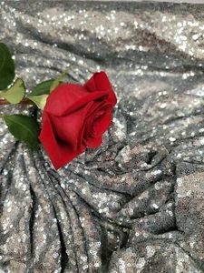 Gray Sequin Fabric By The Yard Glitz Sequin On Mesh Prom Draping Clothing Dress  - Picture 1 of 8