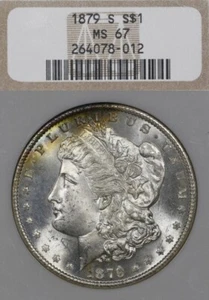 1879-S 1 $ NGC MS67 Morgan Silver Dollar - getönt, sieht aus PL - Bild 1 von 3