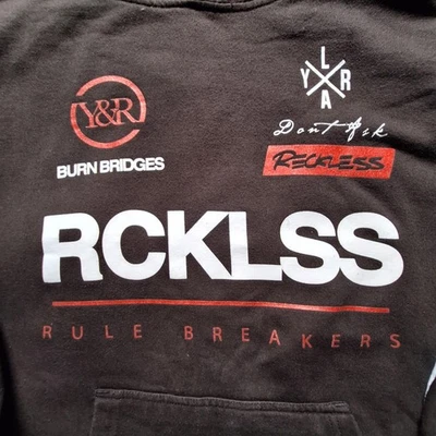 Sudadera con Capucha Young & Reckless Para Hombres XL Negra RCKLSS Rule Breakers Gráfico Sudadera Foto 1 de 4