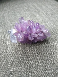 Amethyst Stein Traube Obst Metall Blätter - Bild 1 von 7