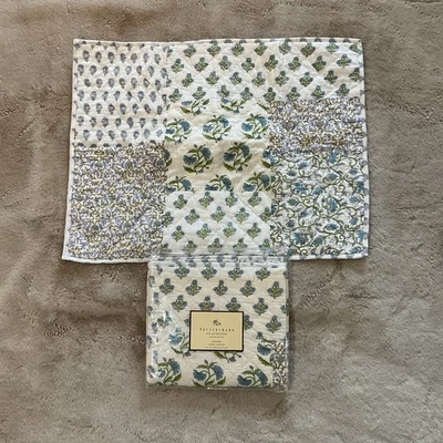 Juego de 2 fundas acolchadas Pottery Barn ELLY estándar 26x20 blanco floral Cottagecore Foto 1 de 4