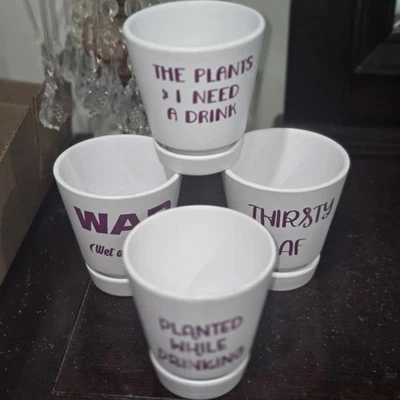 Conjunto de panela de cerâmica engraçada para flores ou suculentas (4 peças) - Imagem 1 de 4