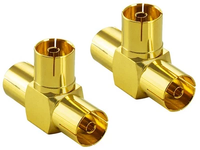 Poppstar 2x adattatore coassiale TV satellitare pezzo a T (3x presa antenna IEC) per cavo coassiale - Immagine 1 di 3