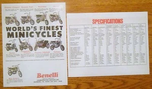 BENELLI MINICYCLES LINEUP SALES/SPECS AD BROCHURE VINTAGE MINI BIKE - Picture 1 of 1