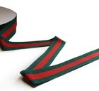 3/8" - 25yd Luxury Green and  Red Striped Ribbon Trim, Double Faced Grosgrain