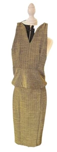 H & M H&M Mustard Yellow & Black Skirt Suit Top Set Sz XS Houndstooth - Picture 1 of 22