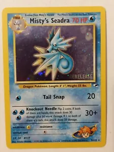 Carta Pokemon Misty's Seadra #9 pre-rilascio rara eroi palestra quasi nuova vintage b9 - Foto 1 di 2