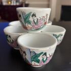 Japanese Set Of Six (6) Sake Vintage Cups Set - red dragón 2 1/4” Tall