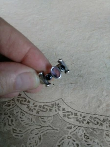 Vintage Ring size 8 amethyst black onyx sterling silver - Picture 1 of 6