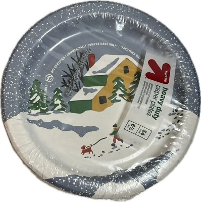 Sealed Up & Up Winter Scene Heavy Duty Paper Plates 6.78" 54ct. Grease Resistant - Image 1 of 3