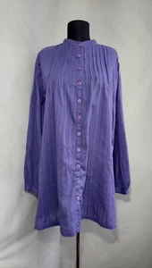 Gudrun Sjoden Blouse M Purple Relaxed Shirt Long Sleeve Buttons Top Tunic - Picture 1 of 8