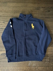 Polo Ralph Lauren Youth L Quarter Zip Long Sleeve Pullover-Navy Big Pony - Picture 1 of 4