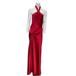 Issue New York Satin Maxi Dress Gown Red Size 10 NWT - Picture 1 of 2