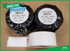 Price Tag Labels 30373 Rat Tail Style Dymo® Compatible Thermal 5 Rolls White - Picture 1 of 6