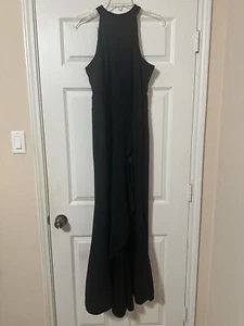Woosea Women’s Dress Black Ruffle Slit Halter Evening Cocktail Elegant Large - Picture 1 of 8