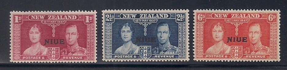 纽埃 1937 Sc # 70-72 加冕 VLH OG — 第 1/1 张图片