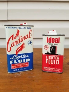 Vintage Ideal 4oz 29 cent & Cardinal 8 oz 35 cent Lighter Fluid Cans Nice!! - Picture 1 of 7