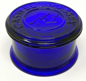 Vintage CASWELL-MASSEY Elixir of Love No. 1 Pulverdose aus kobaltblauem Glas mit Deckel - Bild 1 von 5