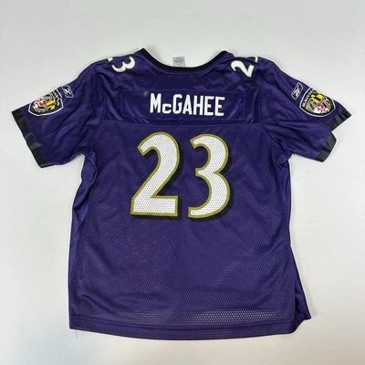 复古 Reebok WILLIS MCGAHEE #23 巴尔的摩乌鸦队球衣女式 XL 紫色 — 第 1/4 张图片