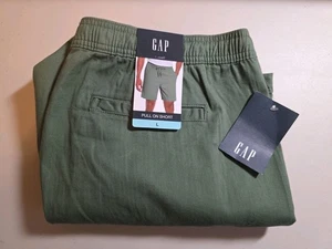 Gap Men's Green Elastic Waist Pull-On Twill Shorts Size- Large - NWT - Picture 1 of 4