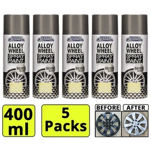 5x Car Pride Alloy Wheel Spray Paint Silver Gloss Repair Care for Car Bike 400ml - Picture 1 of 1