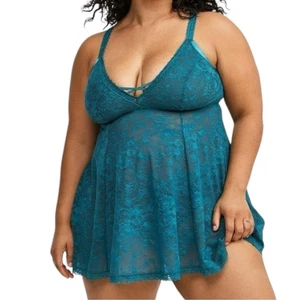Torrid Aria Spitze Fit and Flare Babydoll Dessous dunkeltürkis V-Ausschnitt Large - Bild 1 von 9