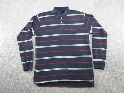 Aeropostale 橄榄球衬衫条纹长袖棉质 Polo Y2K L 码复古 — 第 1/4 张图片