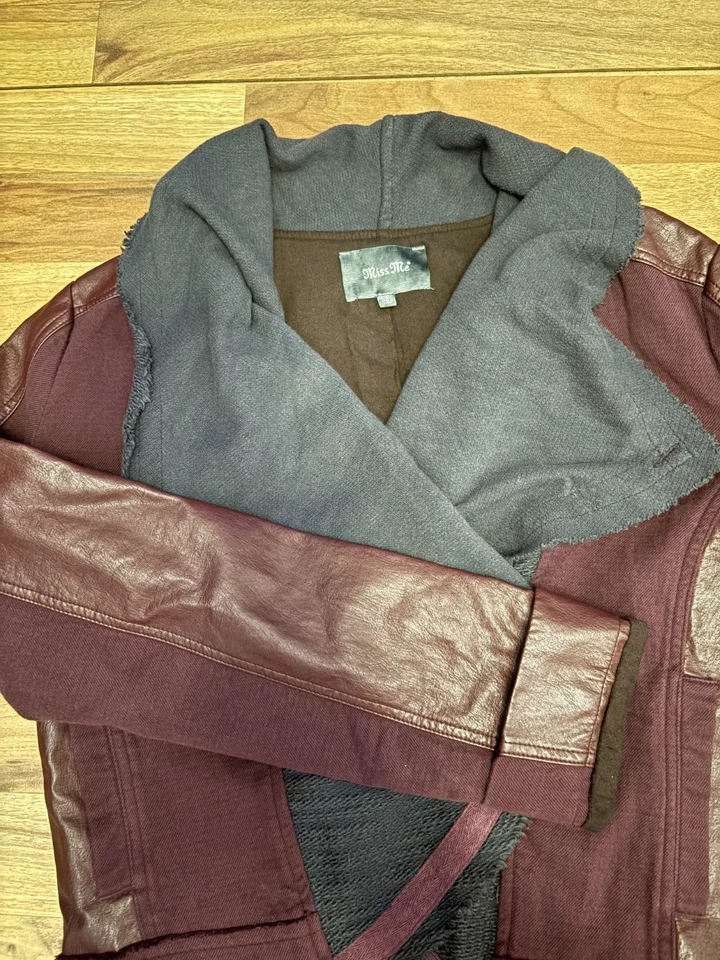 Miss Me 人造皮革装饰夹克栗色 S 码 — 第 1/4 张图片