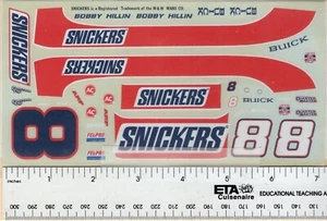 JNJ Stock Car Model Decal Sheet Snickers #8 Buick Bobby Hillin Nascar Racing NOS - Picture 1 of 1