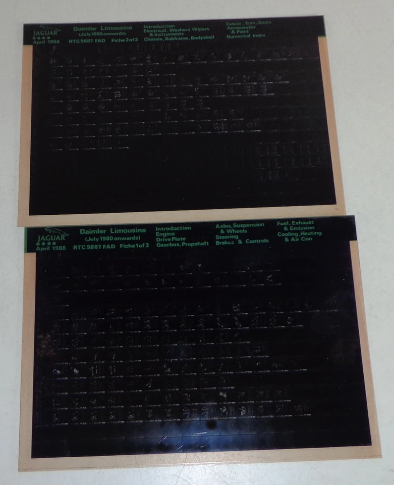 Microfiche Catalogo Ricambi / Spare Parts List Jaguar Daimler Berlina Stare - Immagine 1 di 1