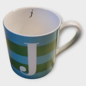 Kate Spade Lenox Wickford Red Letter Day "J" Kaffeetasse Becher Tee Grün Blau 12oz - Bild 1 von 8
