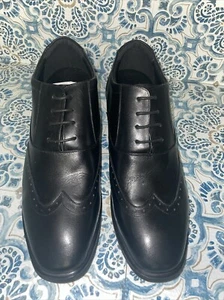 CALTO Men's Invisible Height Increasing Elevator Black Leather Lace-up Shoes - Picture 1 of 9