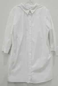 Everlily Damen Shirtkleid weiß Baumwollmischung Button Down Lagenlook ~ Gr. XL - Bild 1 von 7
