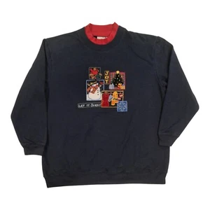 Bobbie Brooks Blue XL Sweatshirt Let It Snow Embroidered Winter Double Crew Neck - Picture 1 of 8