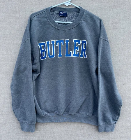 Butler University Adult Sweatshirt Large Gray Sweater Crewneck Bulldogs NCAA Cover