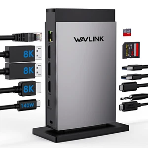 11in1 USB C Docking Station Triple 8K Display Dock 125W Charging PD3.1 HDMI 2DP - Picture 1 of 9