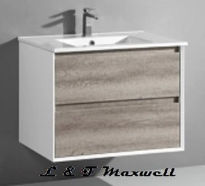 Polyurethane Gloss Frame and timberlooking Vanity with ceramic basin 900mm - Picture 1 of 1