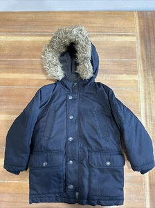 Baby Gap Size 4years Parka Jacket Winter Coat Black  With Fur Trim Good - Picture 1 of 24