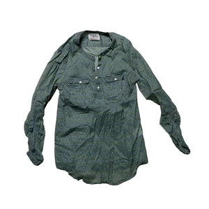 Holding Horses Button Front Shirt Womens Size 0 Tunic Green Diamond Print - Picture 1 of 9