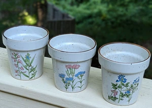 VTG JAPAN SPECKLED MINI FLOWER POT w/DRAINAGE HOLE SET of 3  3 3/8"D X 3.5"TALL - Picture 1 of 16
