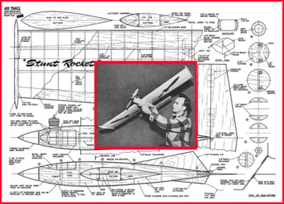 Model Airplane Plans (UC): STUNT ROCKET 53" Stunt for .35-.60 (Musciano) - Image 1 of 2
