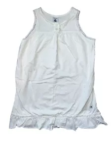 Petite Bateau Girls White Mini Dot Lace Trim Ruffle Hem Tank Dress 4(102 cm) - Picture 1 of 3