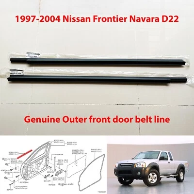 97-04 Original Nissan Frontier Navara D22 Cinturón Puerta Exterior Delantera Sello Resistente a la Intemperie Foto 1 de 4