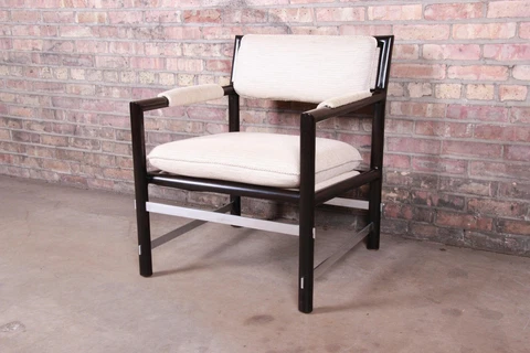 Edward Wormley for Dunbar Mahogany and Steel Armchair, 1950s Cover