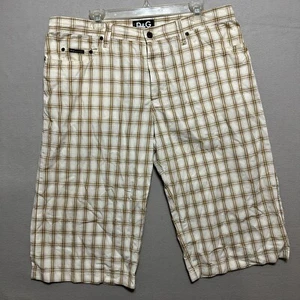 Dolce Gabbana Shorts Mens 40 54 Plaid White Beige - Picture 1 of 22