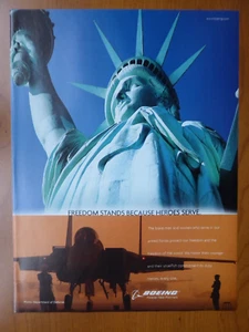 4/2003 PUB BOEING F-15 EAGLE STATUE OF LIBERTY FREEDOM HEROES ORIGINAL AD - Picture 1 of 1