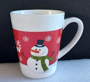 Christmas Coffee Cup Let It Snow with Snow Man Snowman 4" Tall Good Cond. Mug - Picture 1 of 3